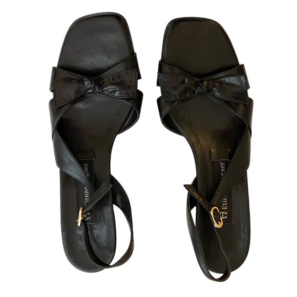 Etienne Aigner Black Wedge Sandals Size 7M - Picture 3 of 8